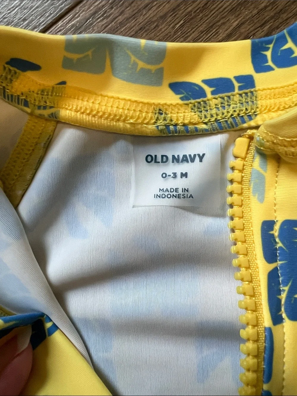 Old Navy Yellow & Blue Kids Swim Zip Romper Set